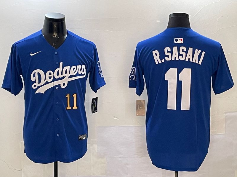 Men Los Angeles Dodgers #11 R.Sasaki Blue Fashion Game 2025 Nike MLB Jersey style 3